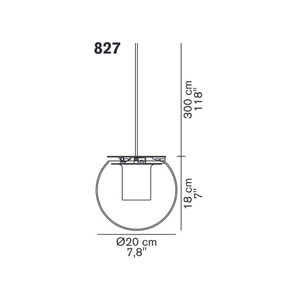 Oluce THE GLOBE 827 Pendelleuchte  20 cm