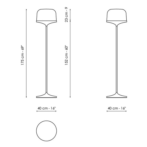 Bonaldo PIN Designer LED Stehleuchte 175 cm