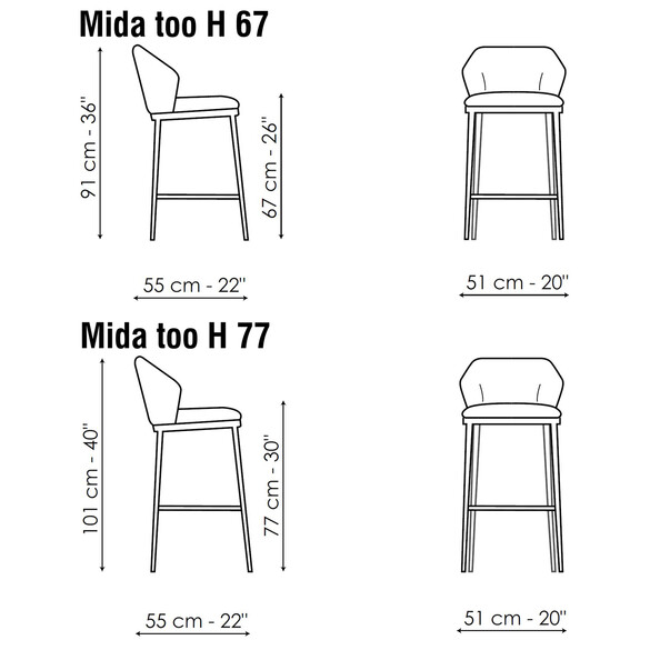 Bonaldo MIDA TOO Designer Bar- und Tresenstuhl