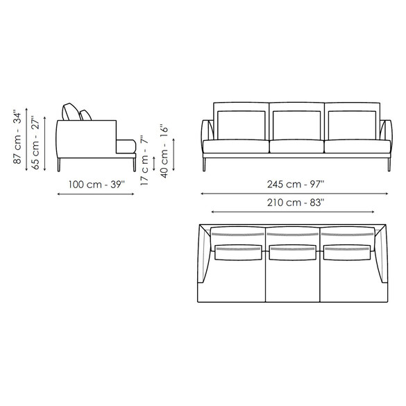 Bonaldo PARAISO Designer Sofa 245 cm