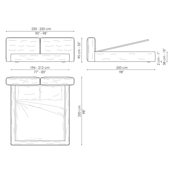 Bonaldo FLUFF OPEN Designer Bett mit Bettkastenfunktion