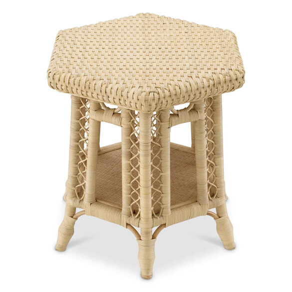 EICHHOLTZ Saba Hexagon Beistelltisch, Rattan