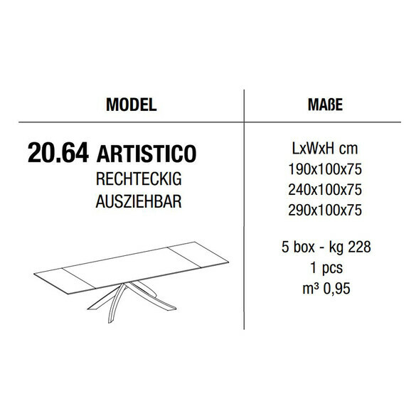 Bontempi ARTISTICO ausziehbarer Esstisch 190-290 cm mit Keramikplatte (20.64)