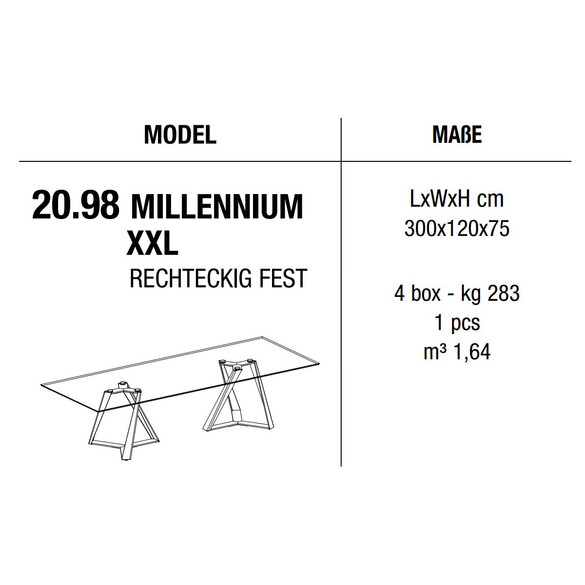 Bontempi MILLENNIUM XXL Esstisch 300 cm (20.98)