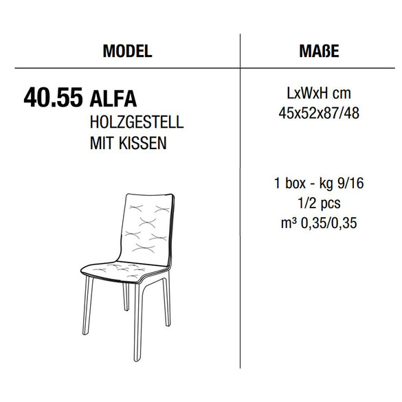 Bontempi ALFA Stuhl, Kunstleder/Samt/Echtleder (40.55)