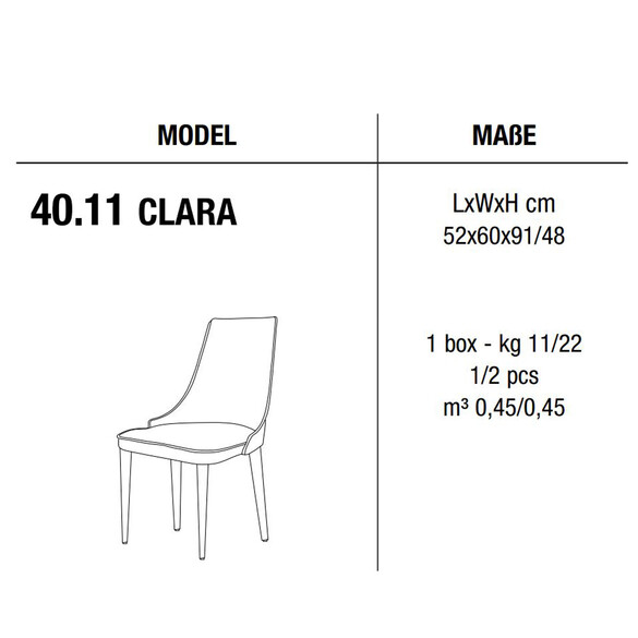 Bontempi CLARA Stuhl, Kunstleder/Samt/Echtleder (40.11)