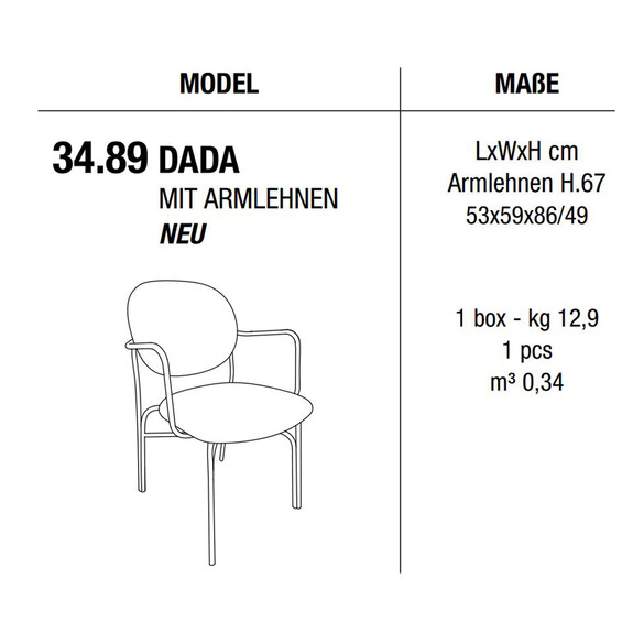 Bontempi DADA Stuhl, Kunstleder/Samt/Echtleder (34.88/34.89)