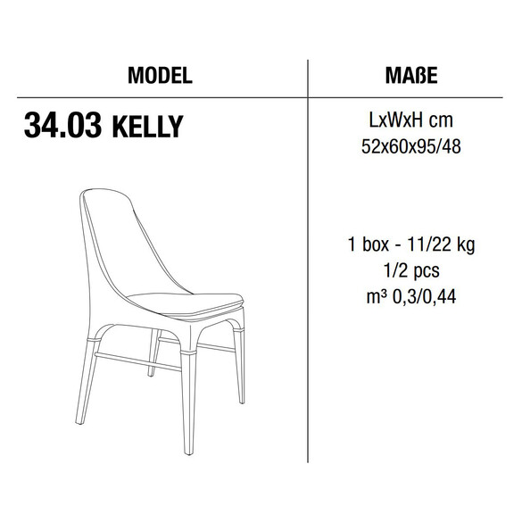 Bontempi KELLY Stuhl, Kunstleder/Samt/Echtleder (34.03)