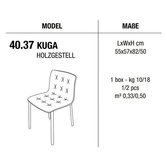 Bontempi KUGA Stuhl mit Holzgestell, Samt/Echtleder (40.37)