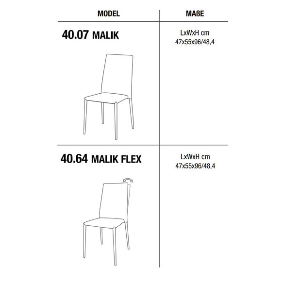 Bontempi MALIK & MALIK FLEX Stuhl, Kunstleder/Samt/Echtleder (40.07/40.64)