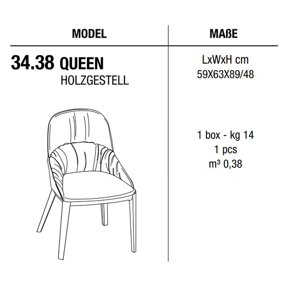 Bontempi QUEEN Stuhl mit Holzgestell, Kunstleder/Samt/Echtleder (34.38)