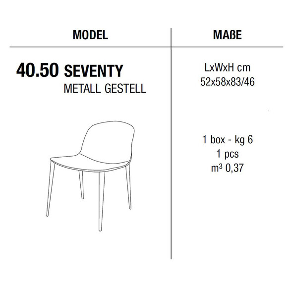 Bontempi SEVENTY Stuhl mit Metallgestell, Kunstleder/Echtleder (40.50)