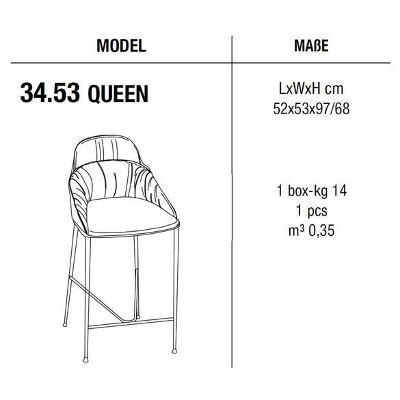 Bontempi QUEEN Barstuhl, Kunstleder/Samt/Echtleder (34.53)